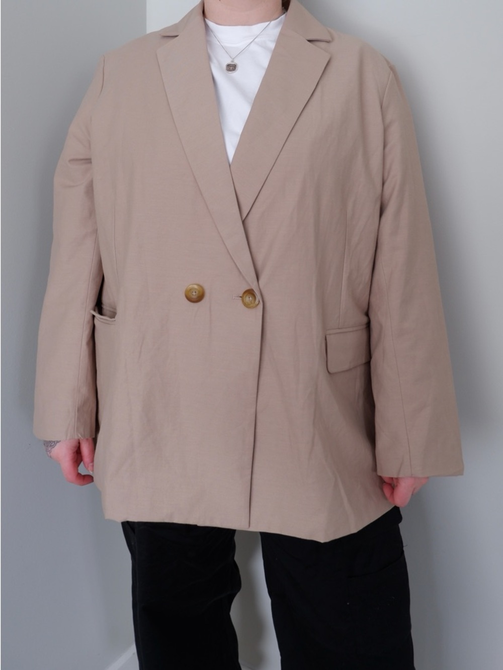 Lululemon Beige Double-Breasted Relaxed Fit Blazer - XL